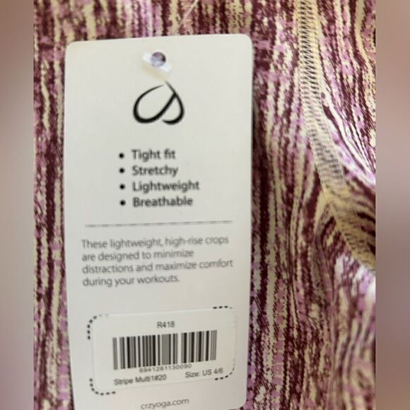 NWT CRZ YOGA Isabella HR Crop Leggings Stripe Multi, Size 4/6 Small NWT - Picture 7 of 8